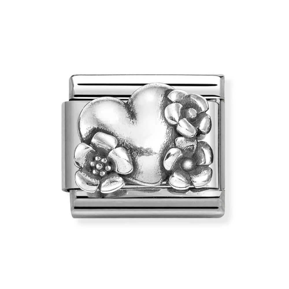 Composable Classic Link Heart & Flower Symbol In 925 Silver
