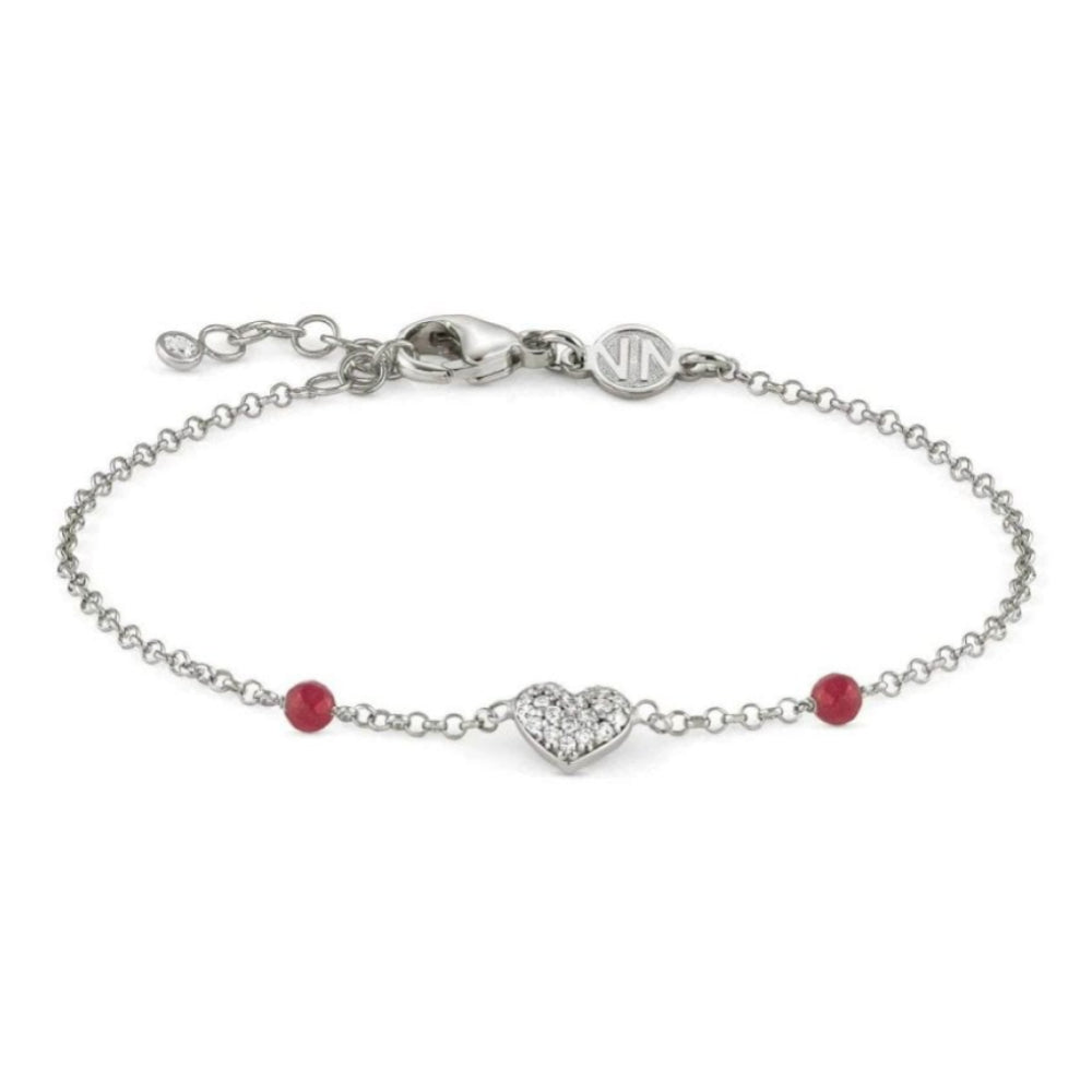 Gioie Bracelet In 925 Silver, Cubic Zirconia And Jade (001_Silver Heart)