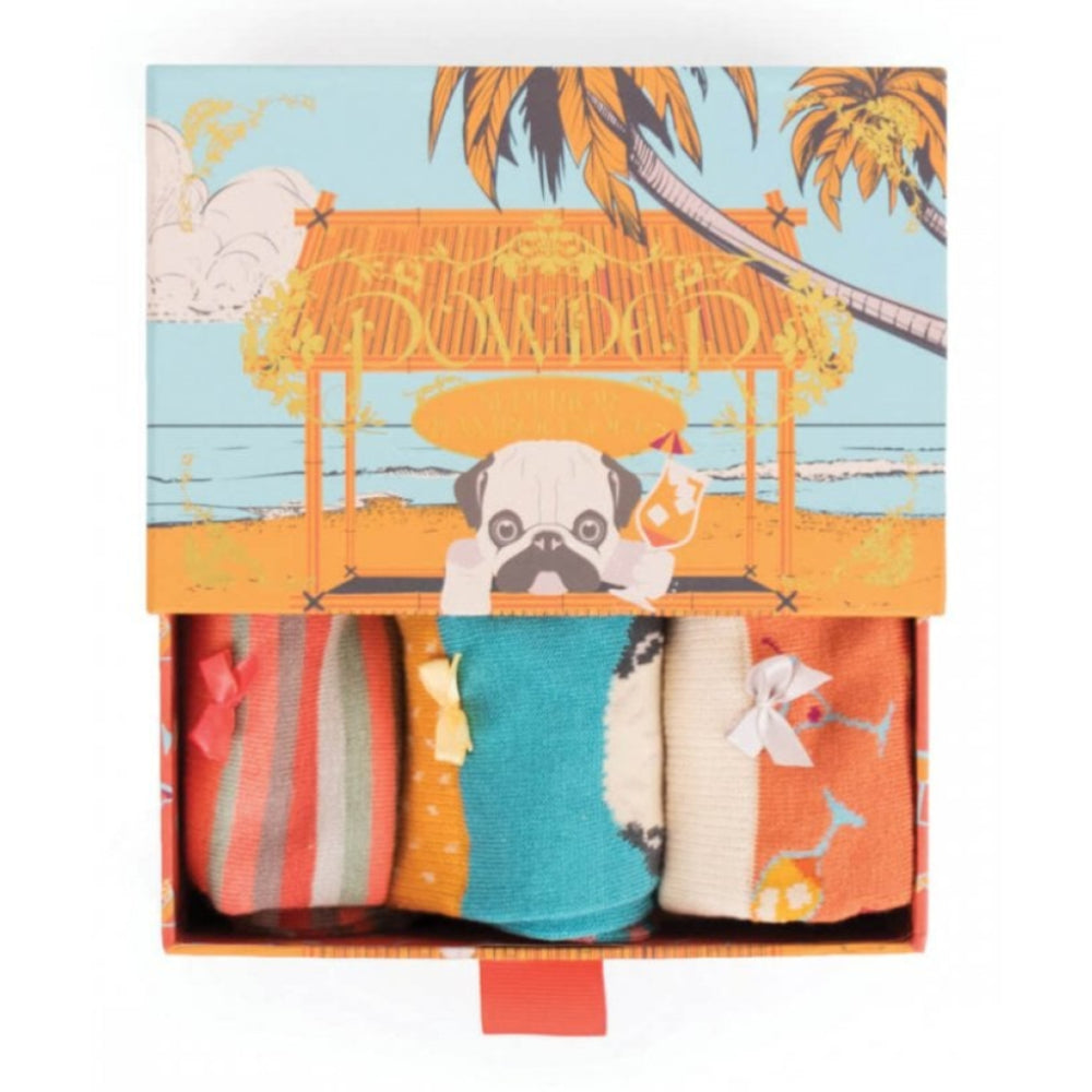 Pug Beach Bar Ladies Sock Gift Box