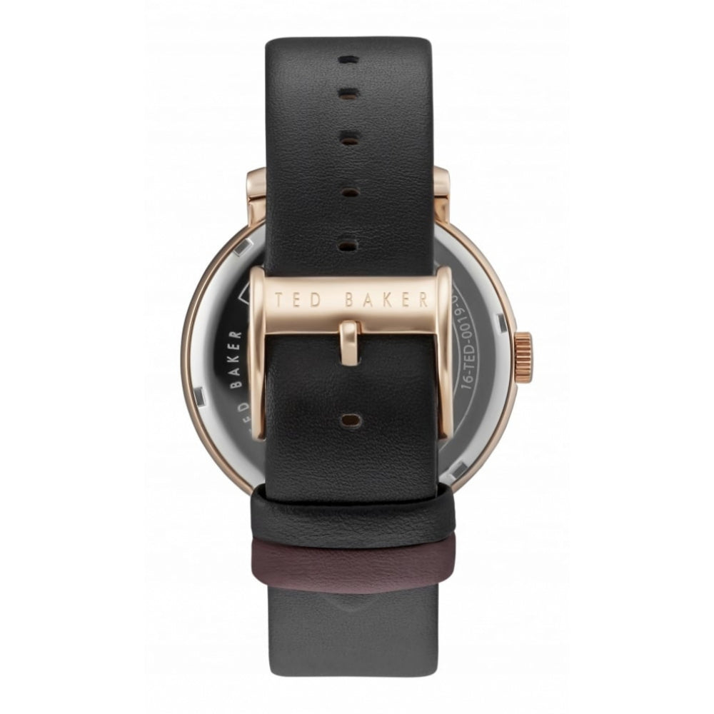 Rose Gold Plated Leather Strap Gents Wristwatch