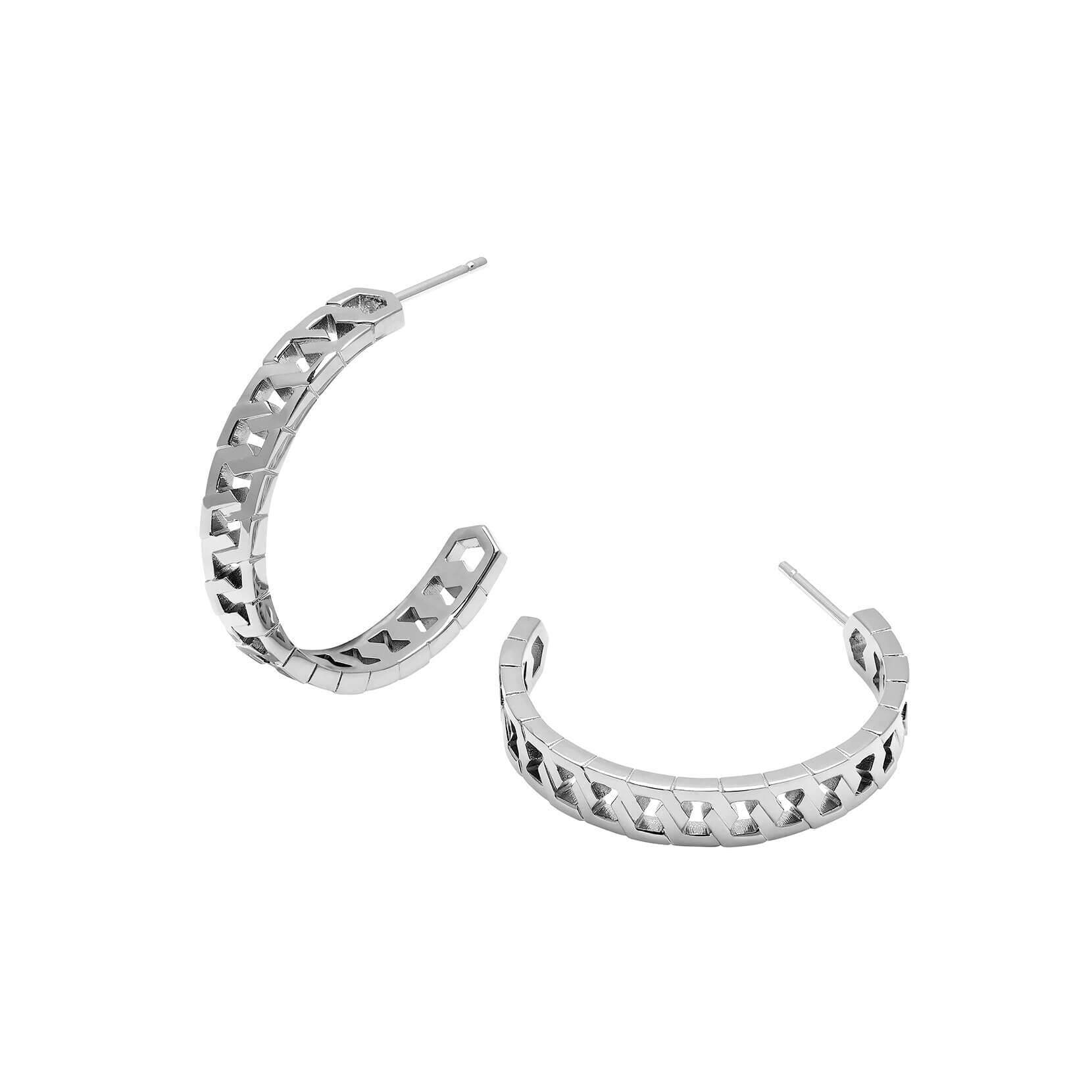 SS Honeycomb Link Hoop Earrings