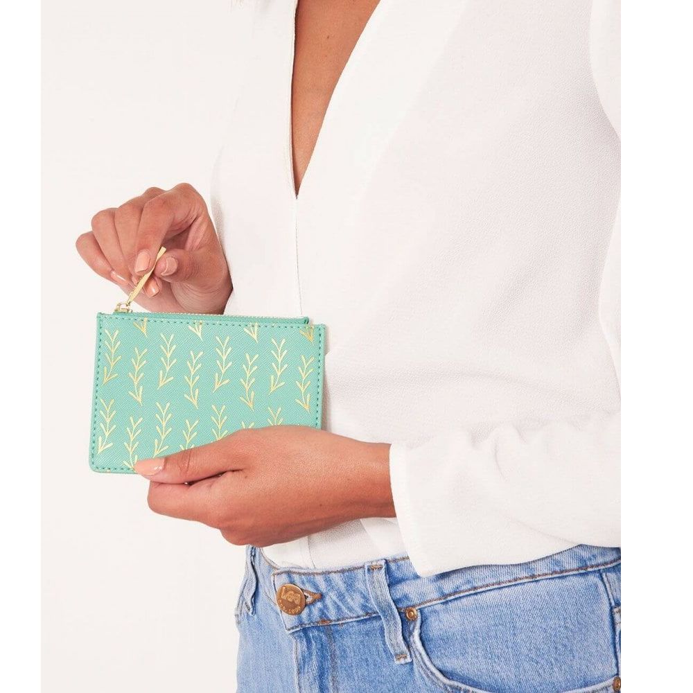 Leaf Print Card Holder | Seafoam Green | 12.5 X 8.5cm