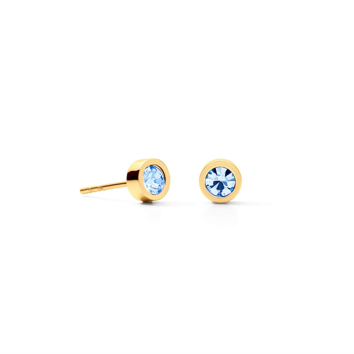 Light Blue Sparkling Dot Gold Earrings