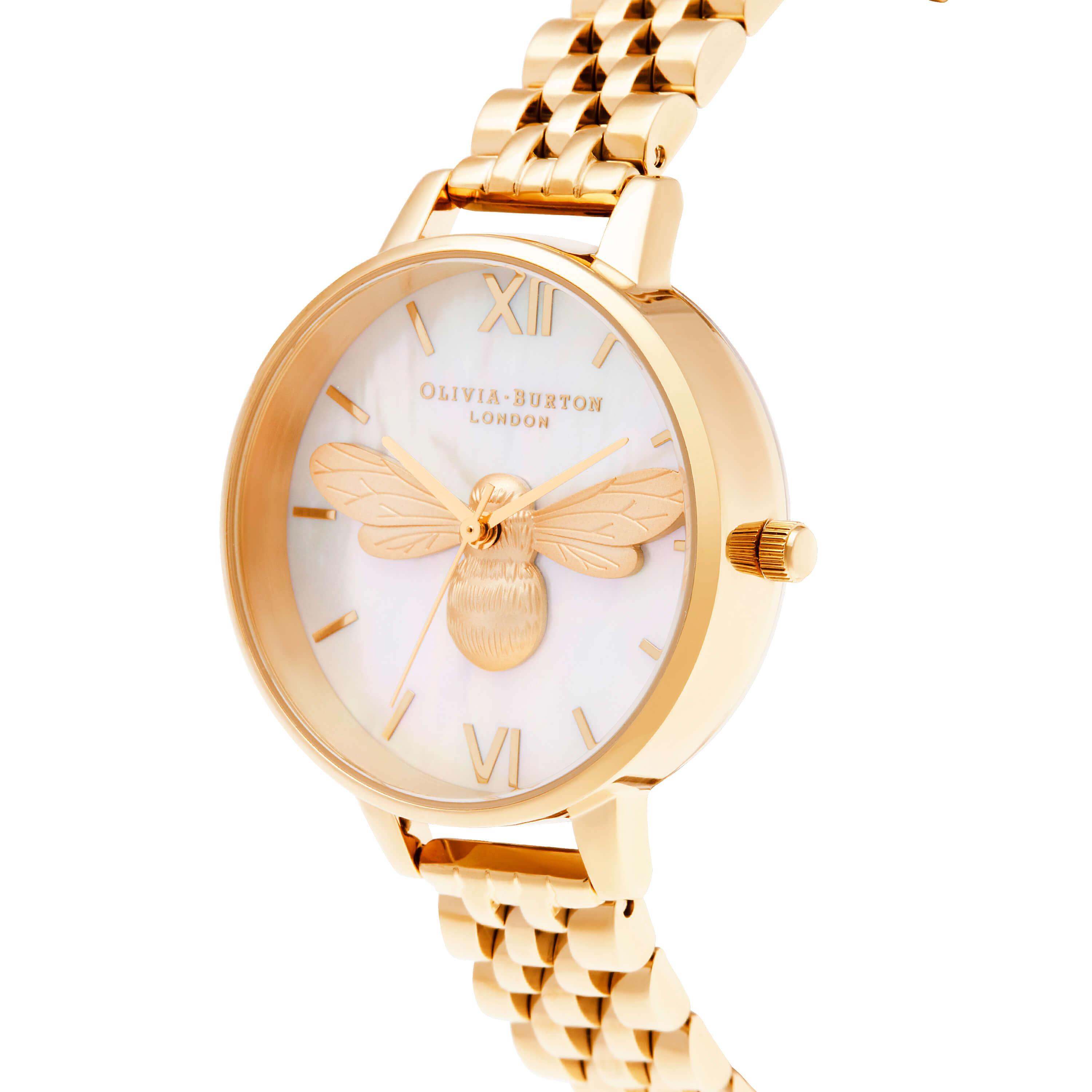 Mother Of Pearl Demi Lucky Bee Dial & Gold Bracelet Strap Ladies Watch