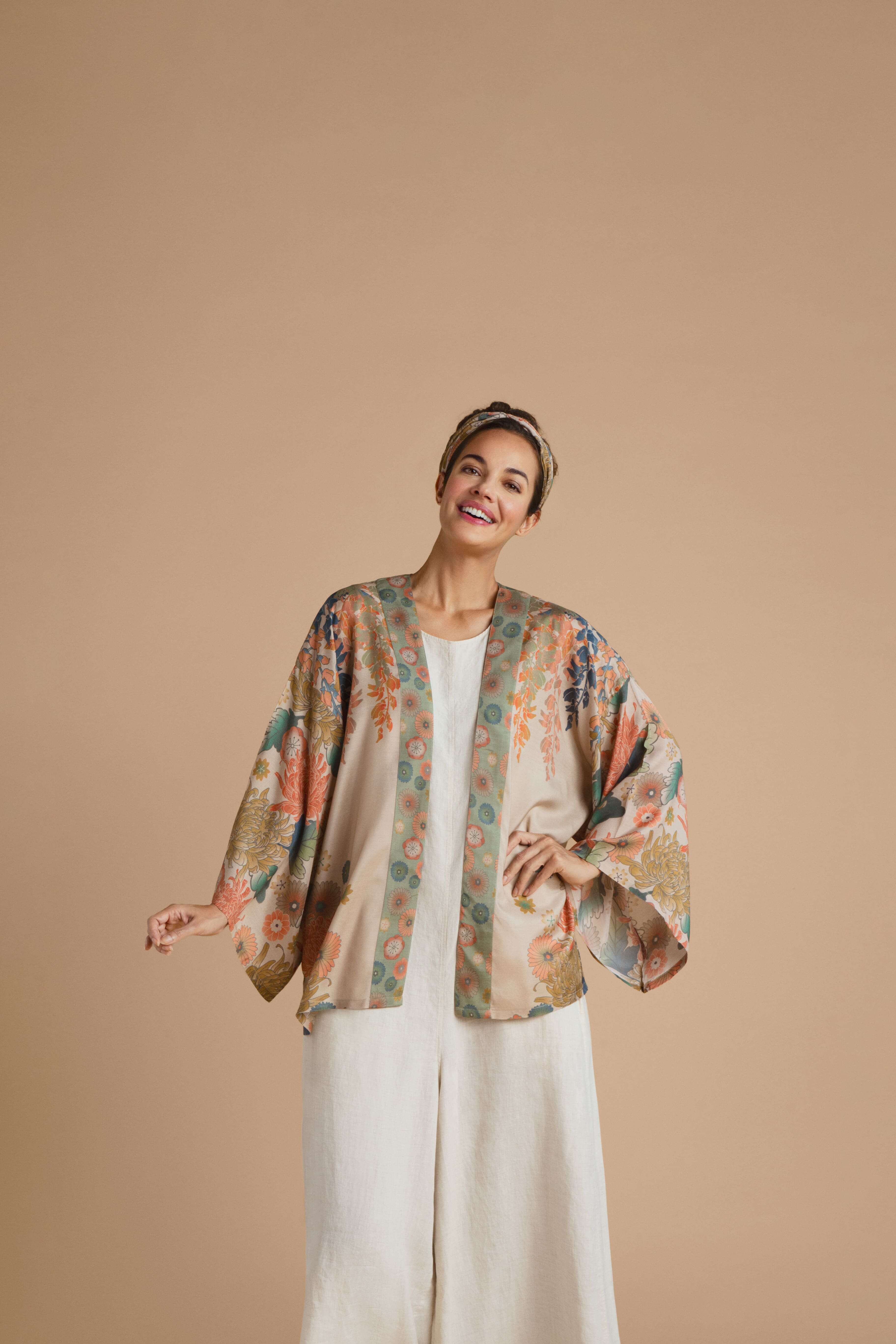 Trailing Wisteria Kimono Jacket - Coconut