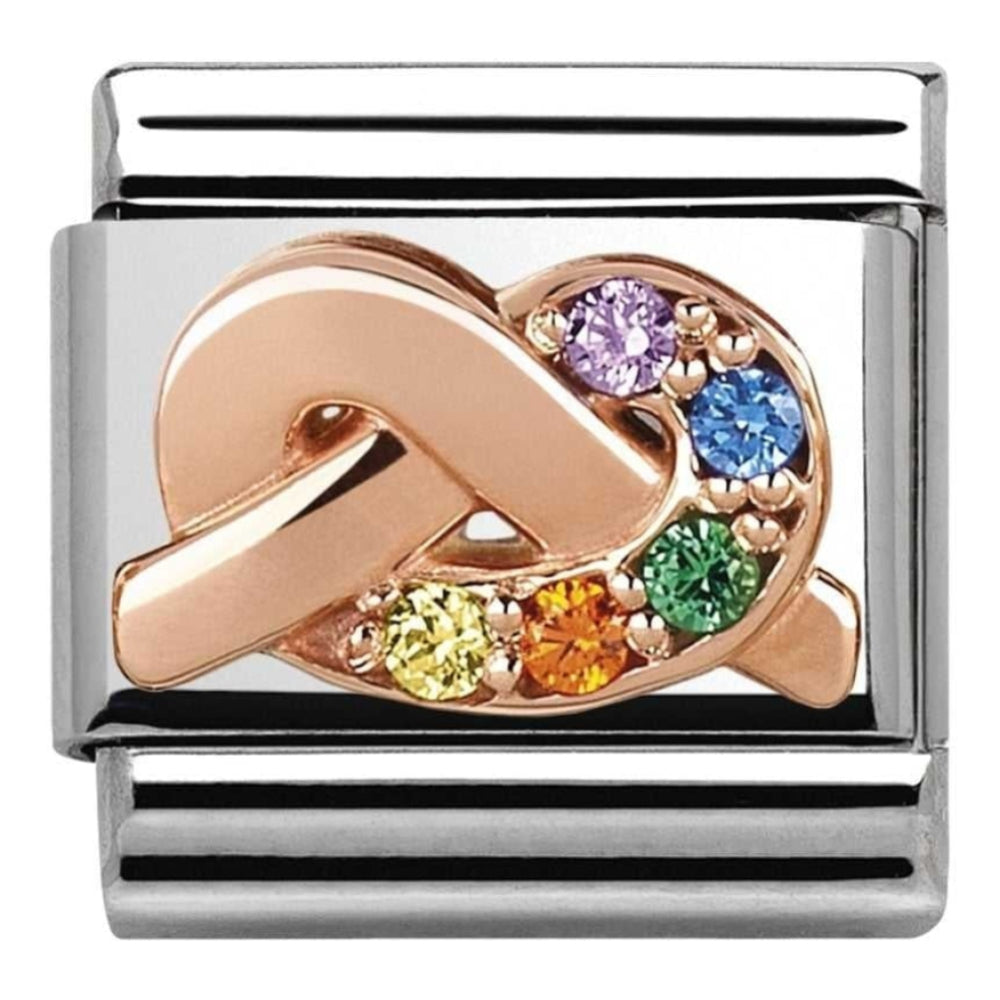 Classic Rainbow CZ Rose Gold Knot Link