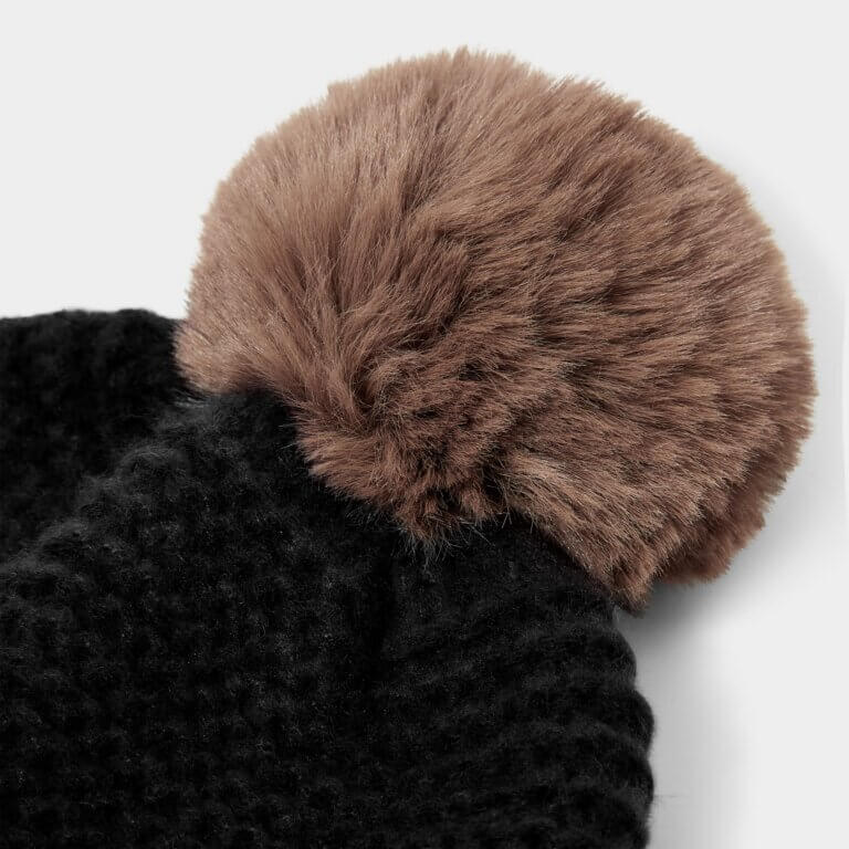 Chunky Knitted Hat | Black | 20cm X 23cm X 1.5cm