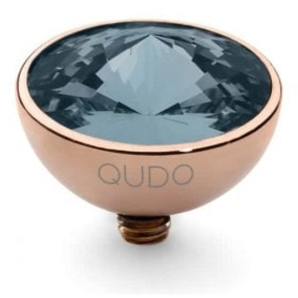 Famosa Rose Gold 11.5mm Bottone Ring Top Denim Blue