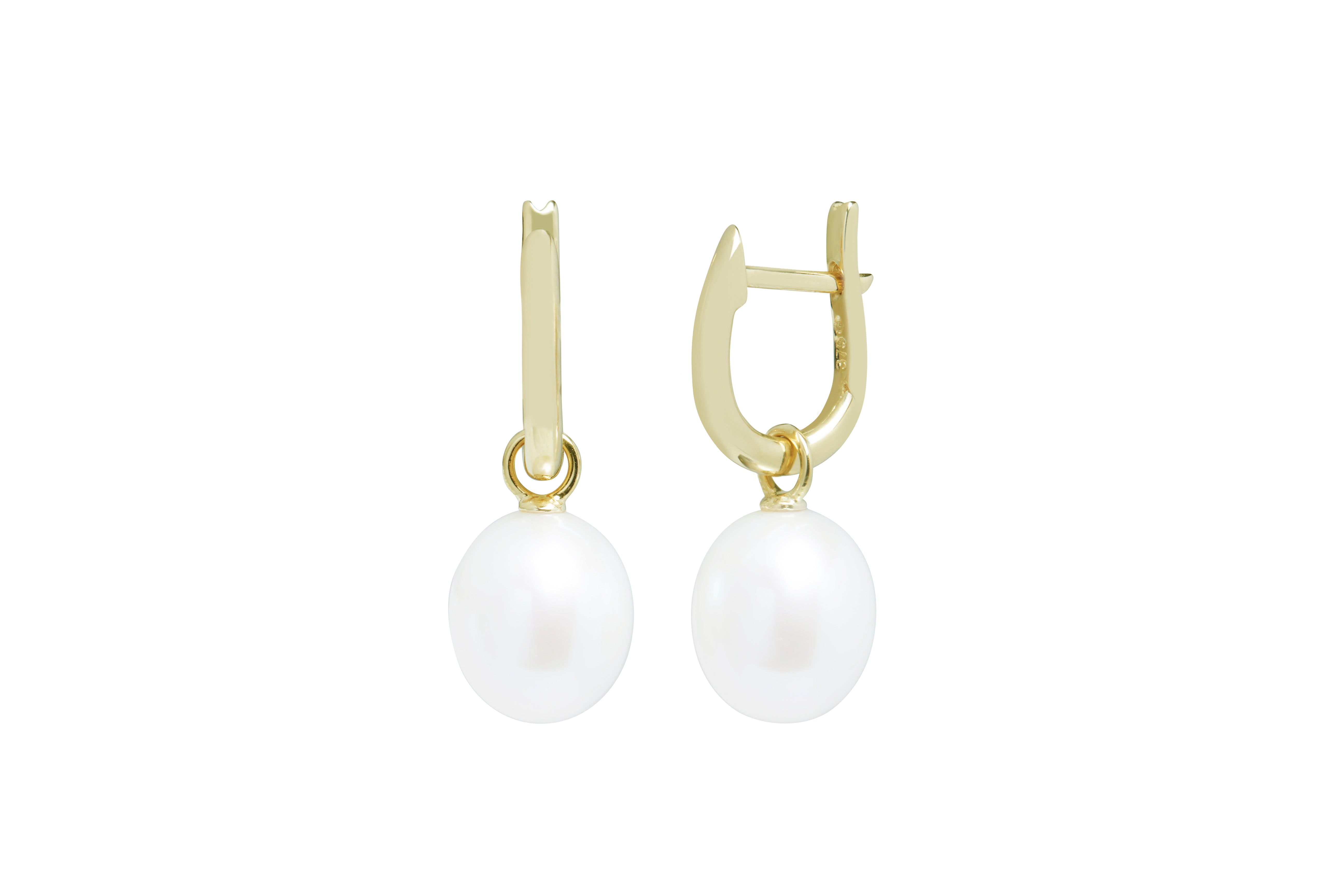 Teardrop Cultured River Pearl Drop Huggie YG Earring