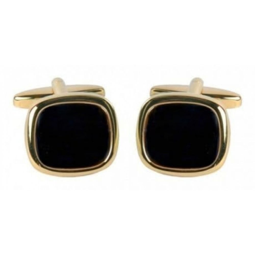 Gold Plated Real Onyx Cufflinks