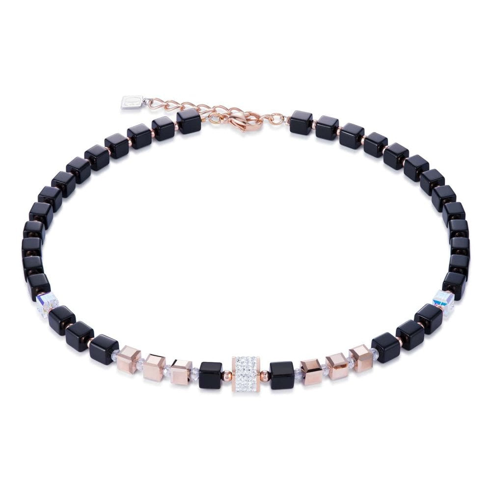 Crystals & Rose Gold Geo Cube Necklace