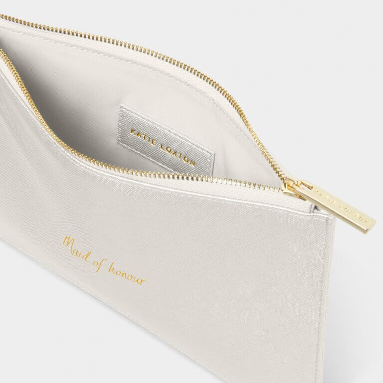 Bridal Perfect Pouch 'Maid Of Honour' In Silver