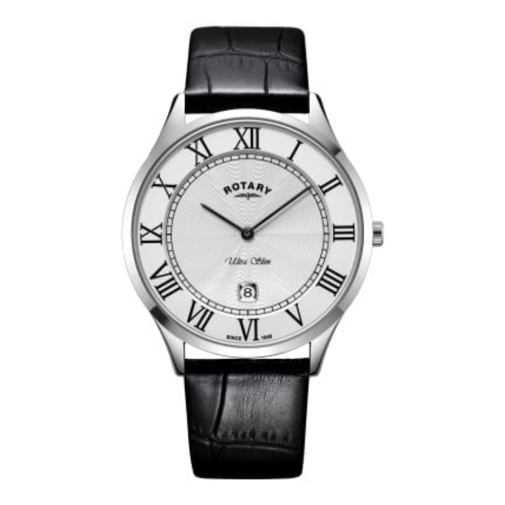 Rotary Ultra Slim White Stainless Steel Watch