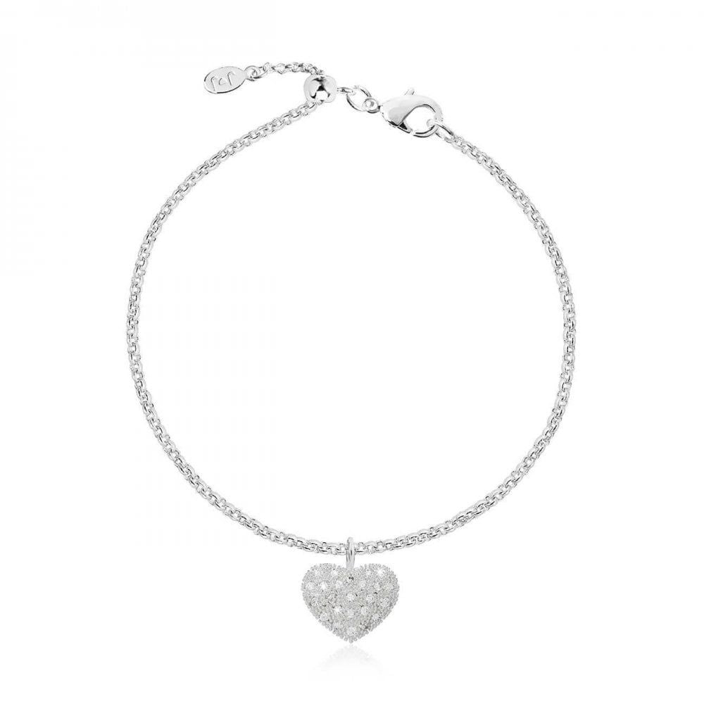 Bella Silver Pave Heart Bracelet 19cm Adjustable