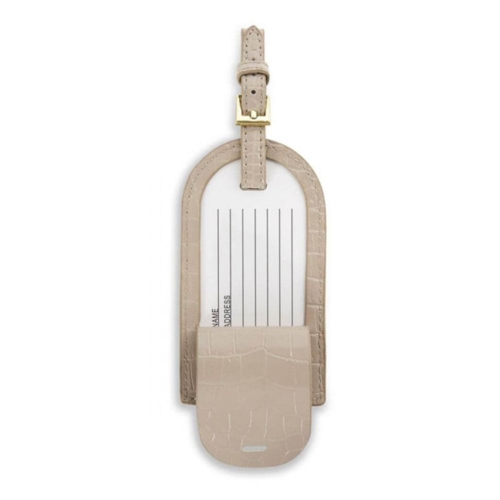 Celine Faux Croc Luggage Tag | Oyster Grey | 11.1 X 6cm