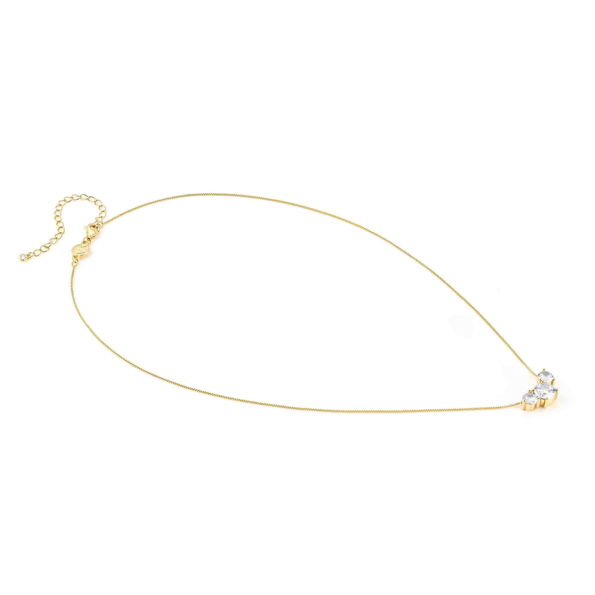 Colour Wave Necklace In Gold & White CZ