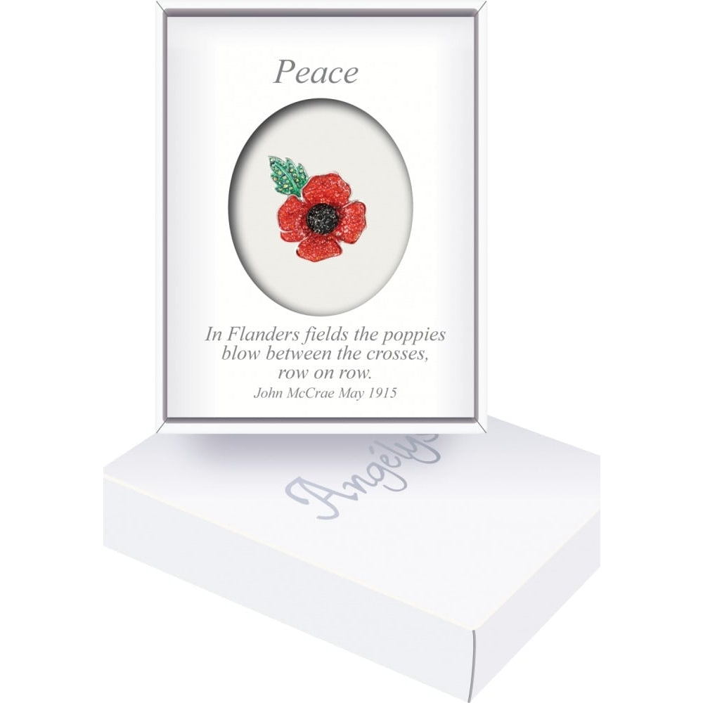 4 Petal Large Red Crystal Poppy Brooch 30mm