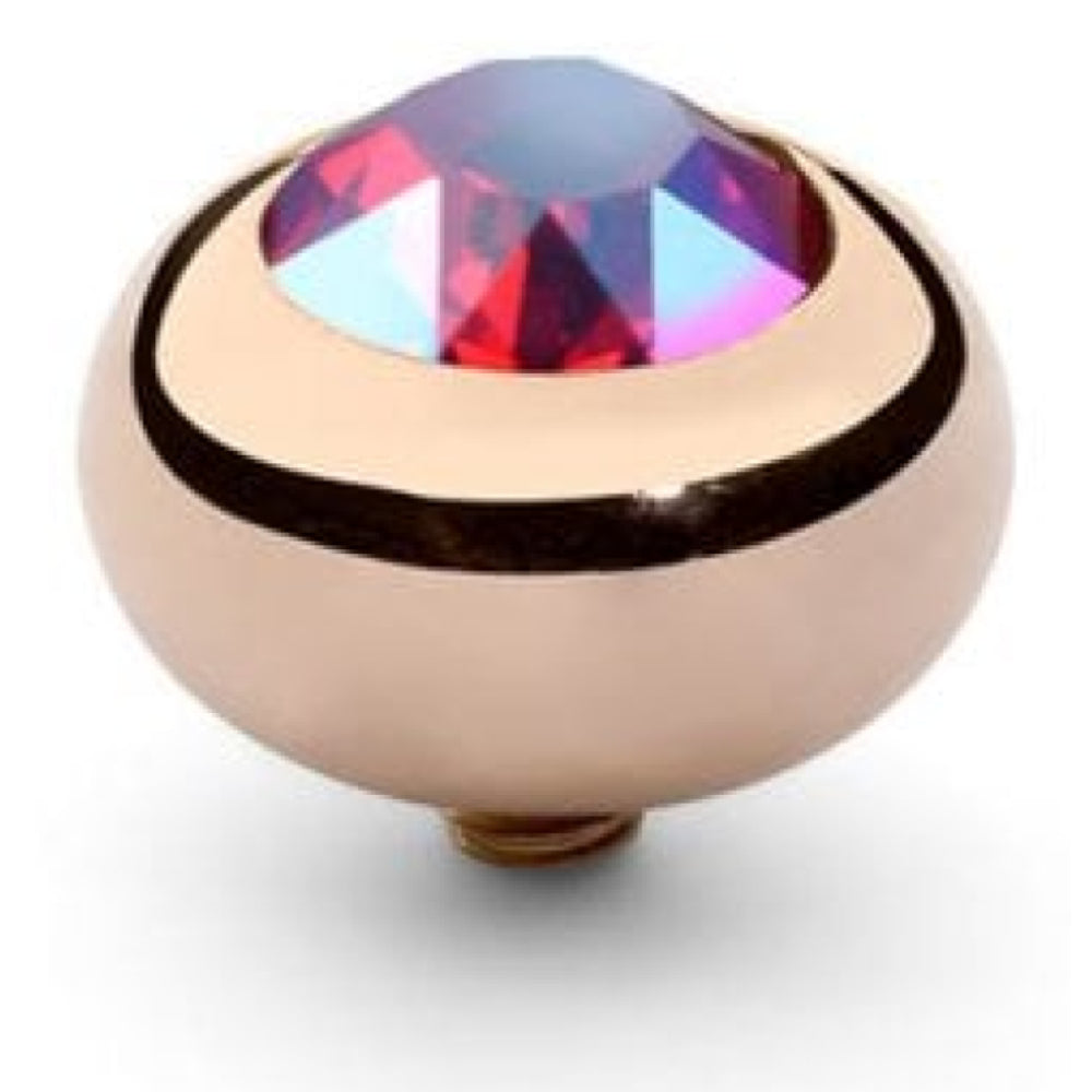 10mm Interchangeable Tondo Light Siam Shimmer Crystal Top in RG