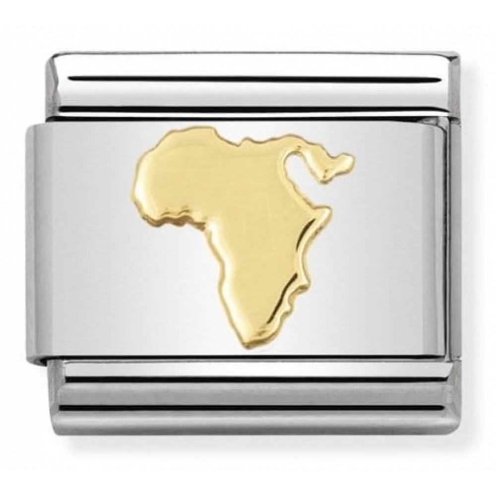 Classic Map of Africa In Stainless Steel With 18k Gold Charm