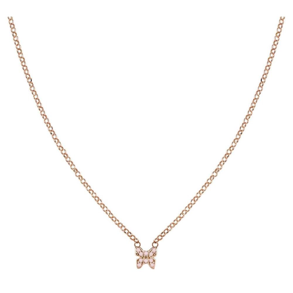 Gioie Rose Gold Plated Necklace And Cubic Zirconia Colored (019_Rose Gold Butterfly)