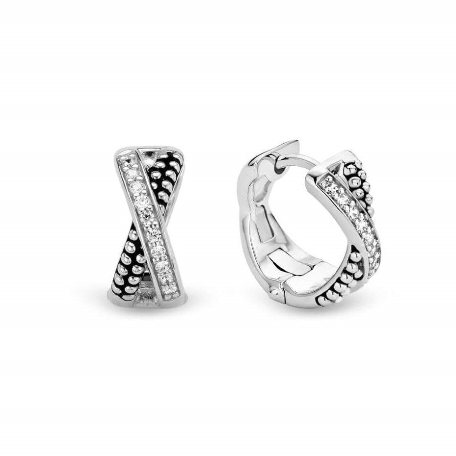 CZ & Oxidised Silver Stud Earrings