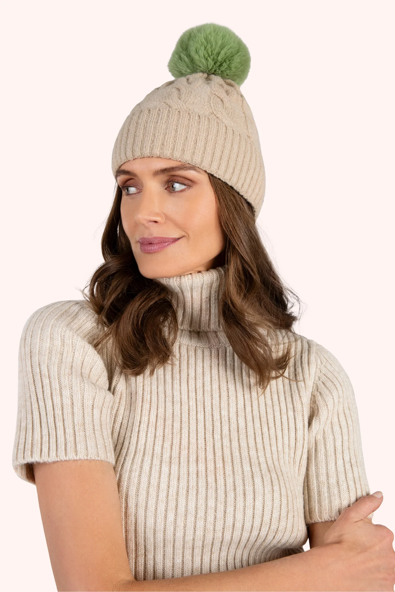 Elise Hat In Cream & Sage