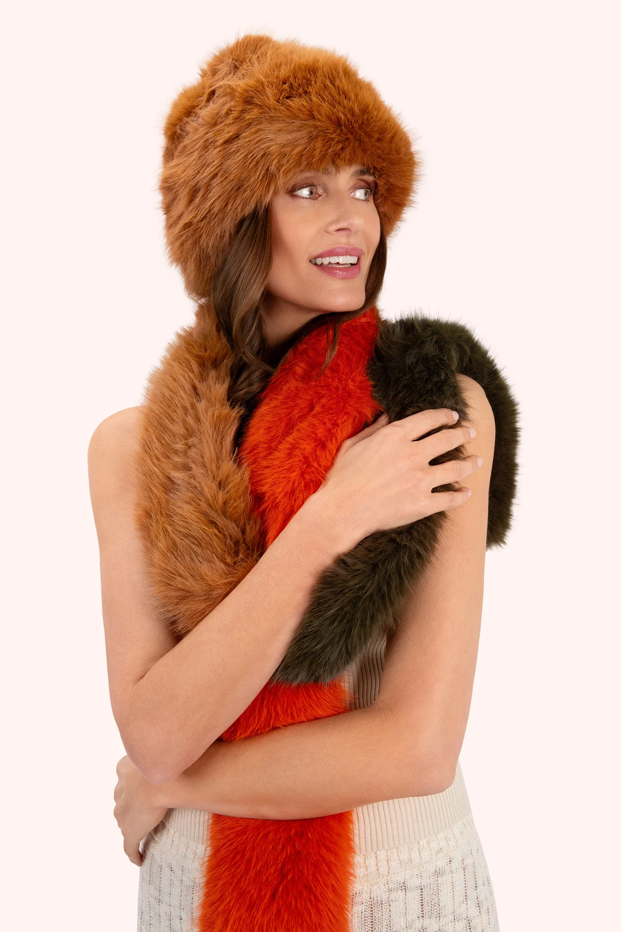 Elsa 3 Intone Scarf In Tangerine/Mocha/Olive