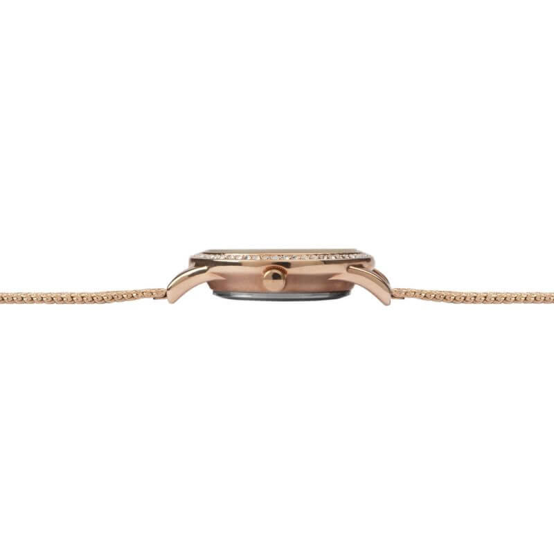 Rose Gold Plated Stone Set Dial & Mesh Bracelet Strap Ladies Watch