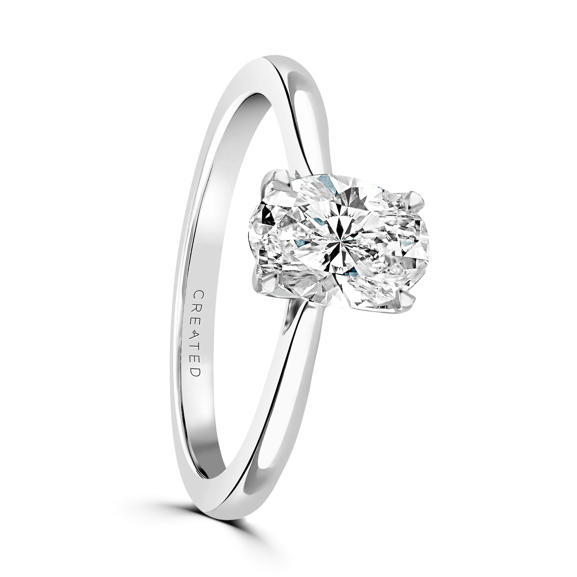 Platinum 1ct Oval Cut Diamond Solitaire Engagement Ring