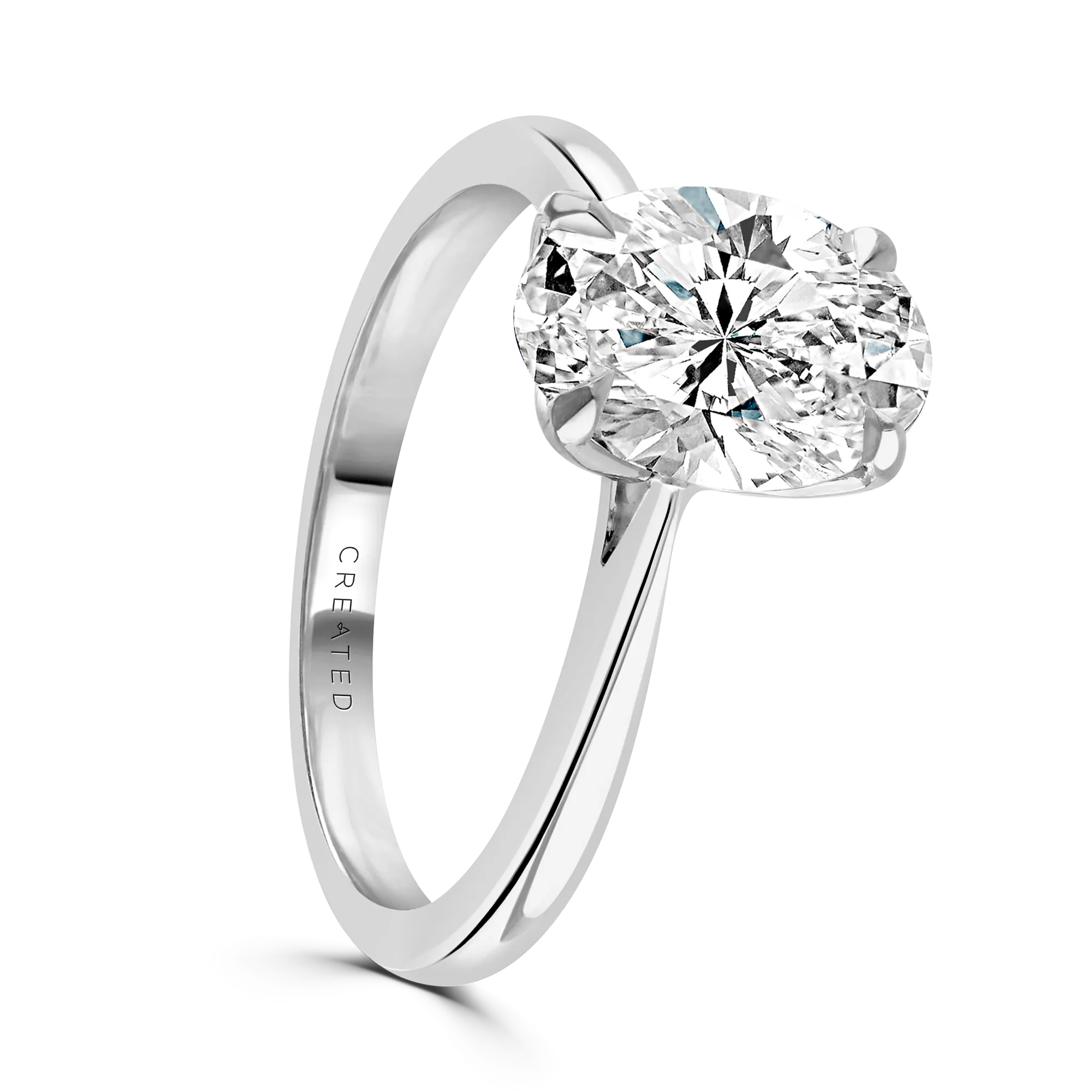 Platinum 2ct Oval Cut Diamond Solitaire Engagement Ring