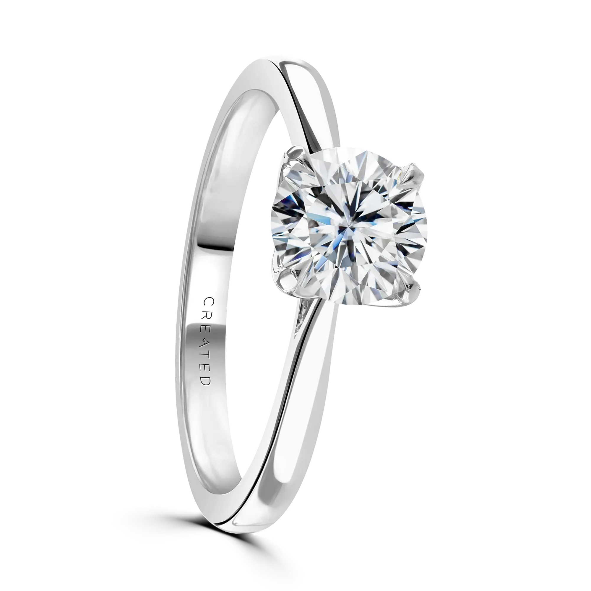 Platinum 1ct Round Brilliant Cut Laboratory Grown Diamond Solitaire Ring-N