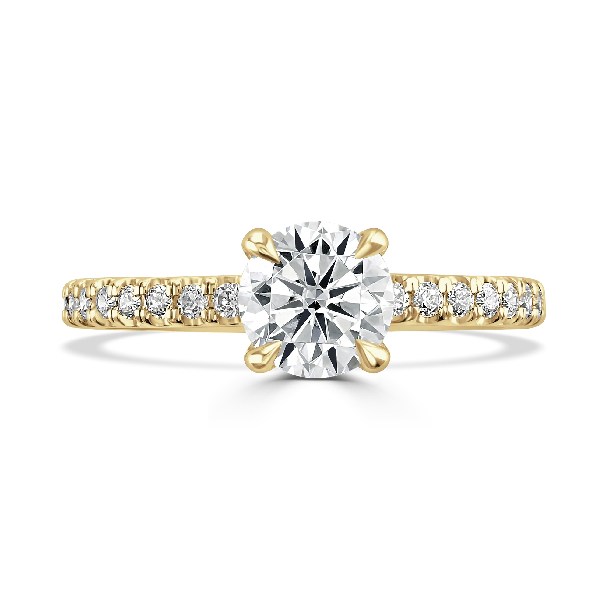 18ct Yellow Gold Four Claw Set Round Cut Hidden Halo Full Eternity Band