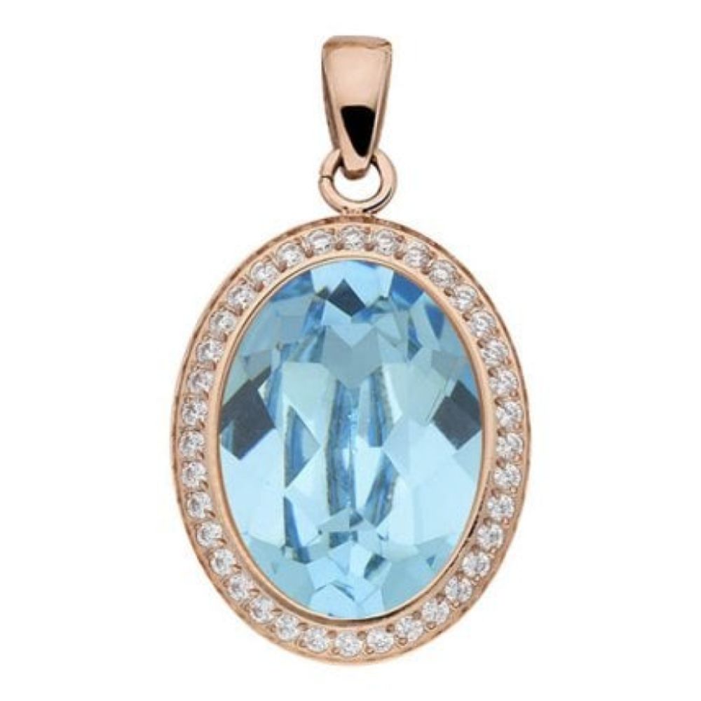 Pendant Tivola Deluxe Aquamarine Crystal Big Rose Gold