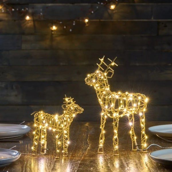 Gold Wire Reindeer Large LED