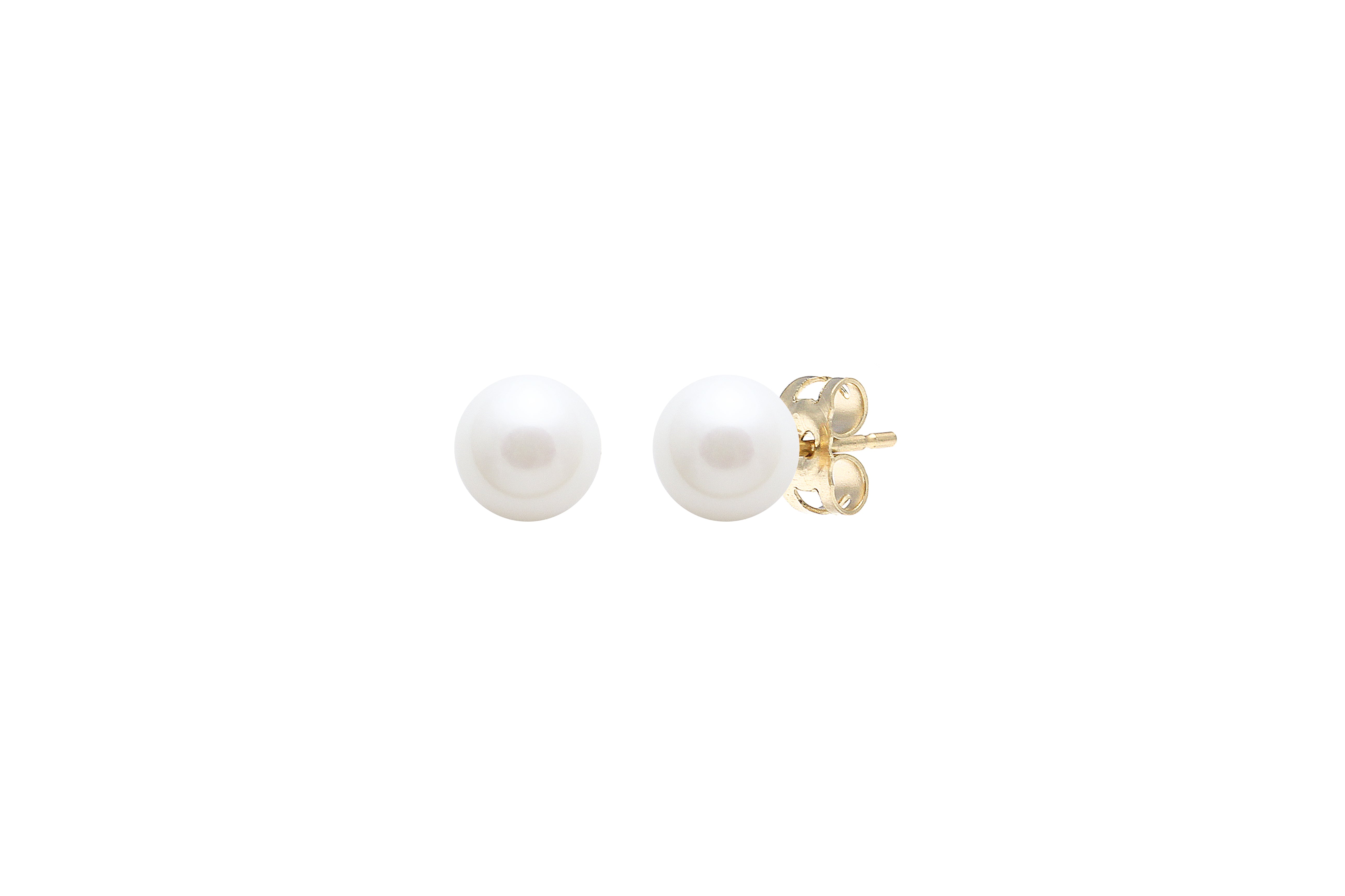 White Round Pearl 9ct YG Stud Earring