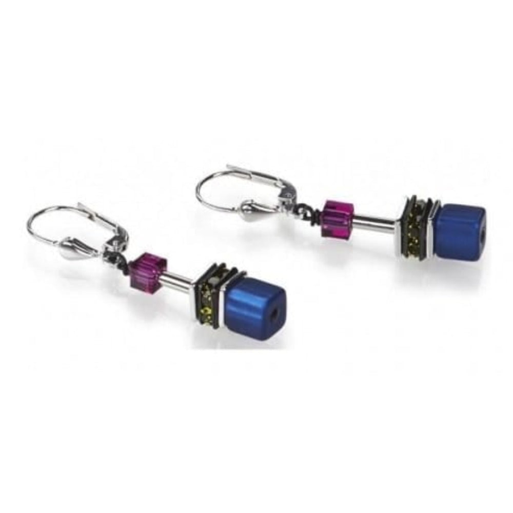 Ladies Blue Green & Purple Tigers Eye Earrings