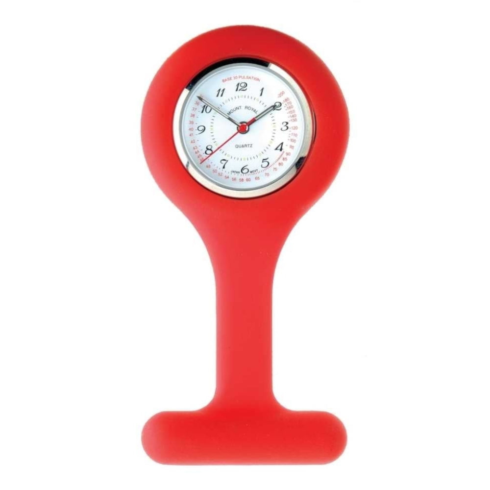 Red Silicone And Stainless Steel Fob Watch