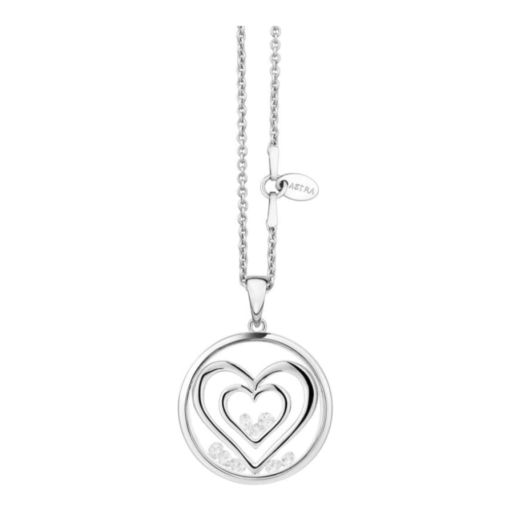 Double Heart 20mm Necklace (P4695 CZ)