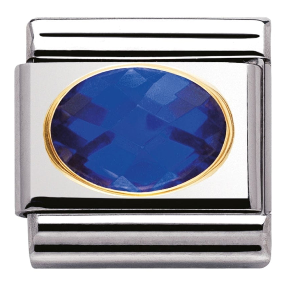 Classic Gold Setting Dark Blue CZ Link