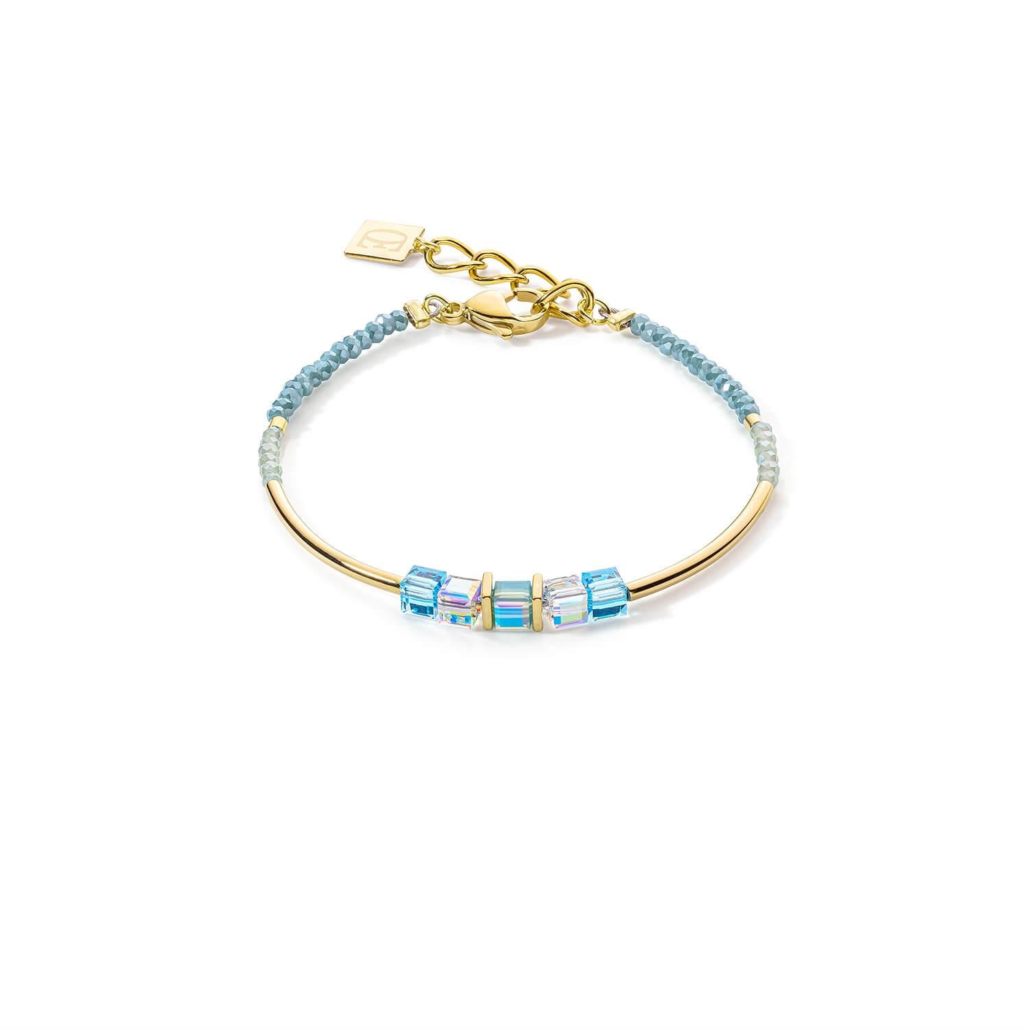 Cube Story Minimalistic Gold-Turquoise Bracelet