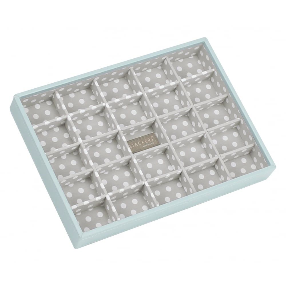 Duck Egg Blue & Grey Polka Classic 25 Section Open Stacker