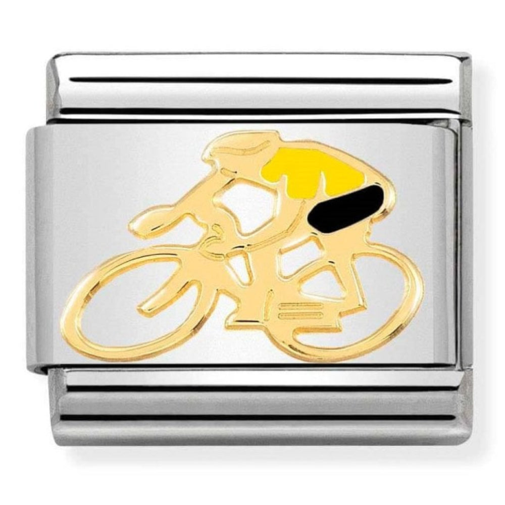 Composable Classic 18k Gold & Yellow Enamel Cyclist Steel Charm
