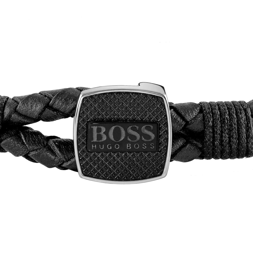 Seal Black Leather Gents Bracelet