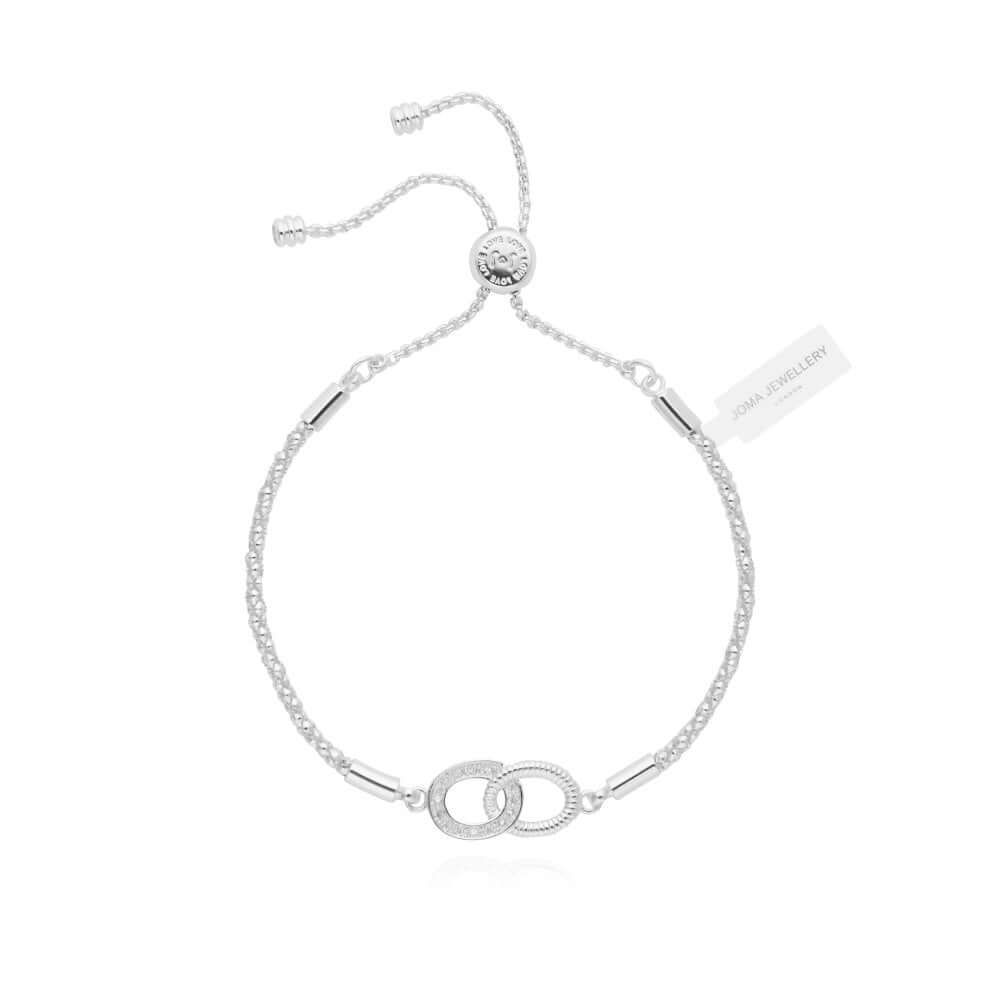 Halo Interlocking Hoops Silver Adjustable Bracelet