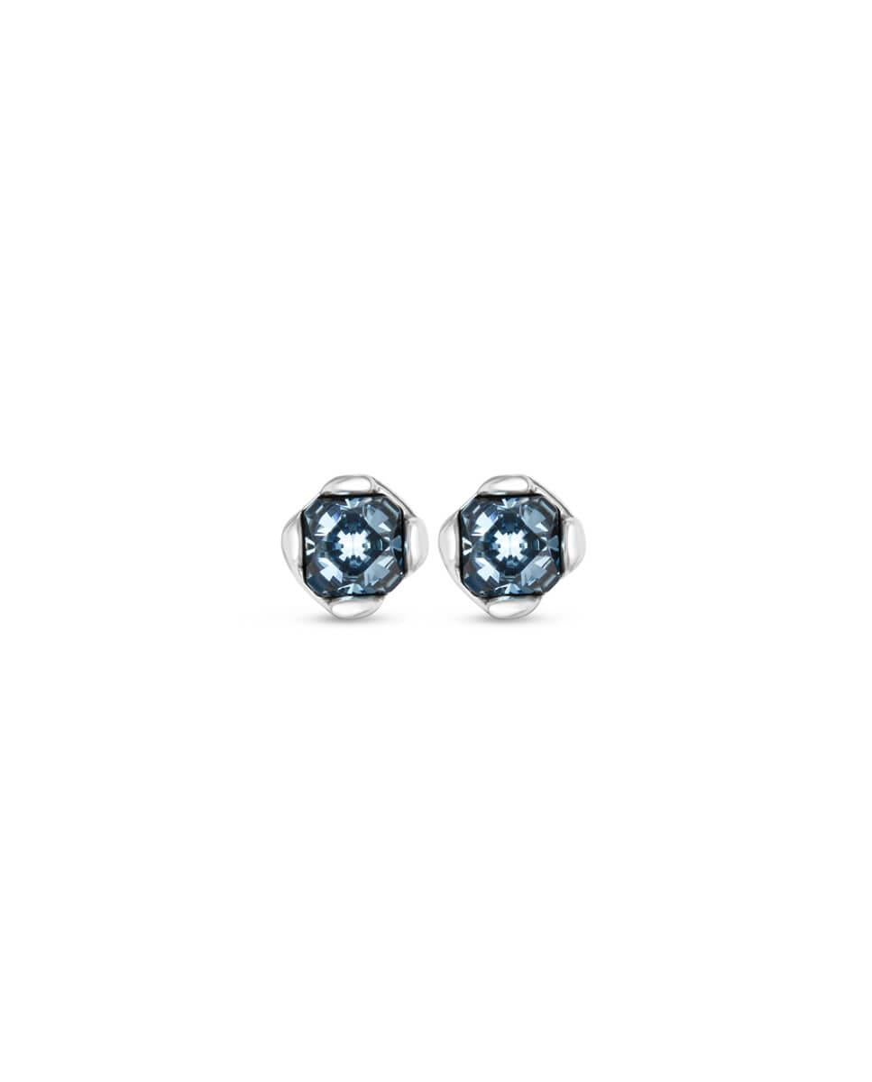 Silver Plated Aura Blue Stud Earrings
