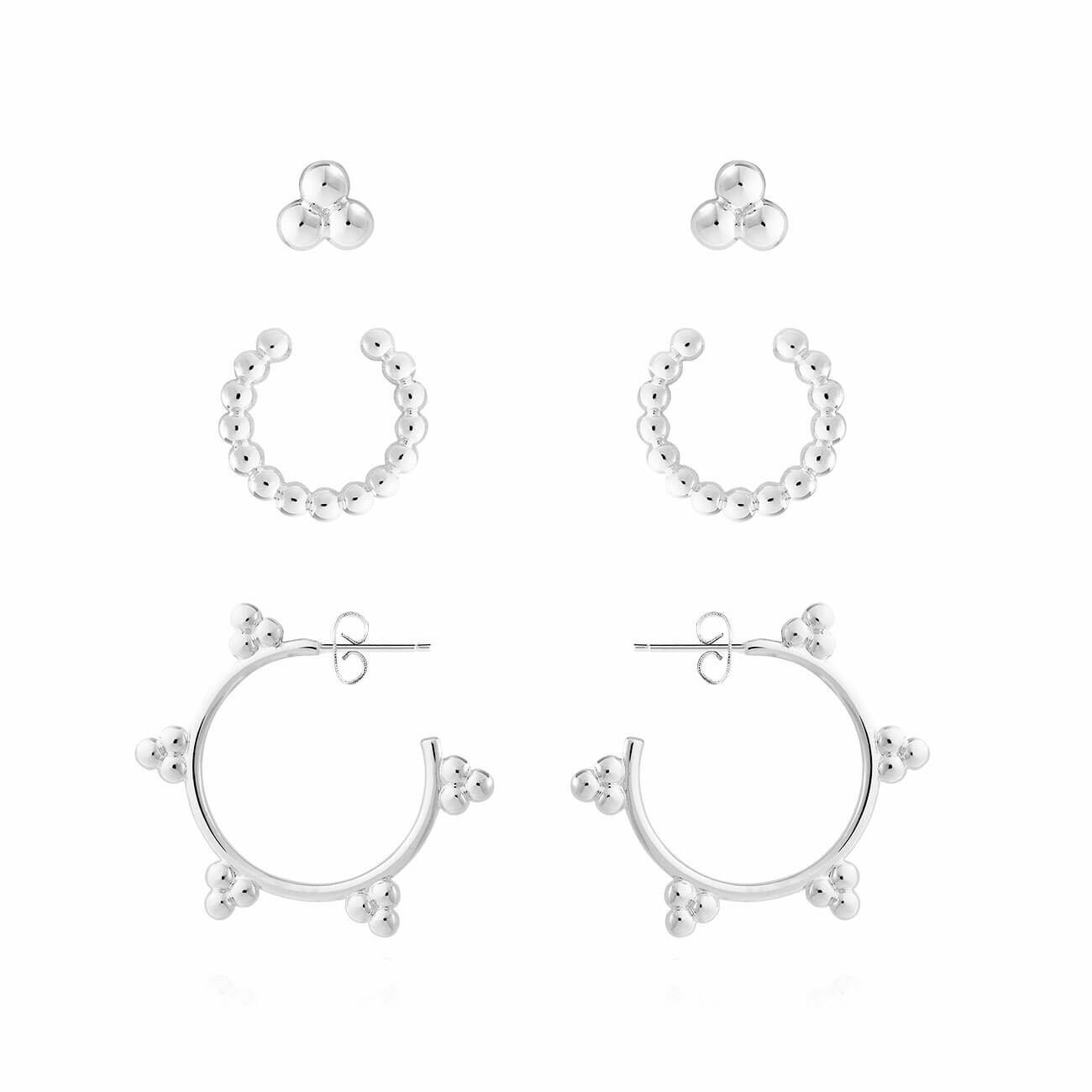 Tahlia Trio | Beaded Cuff Pack | Silver | Set Of 3
