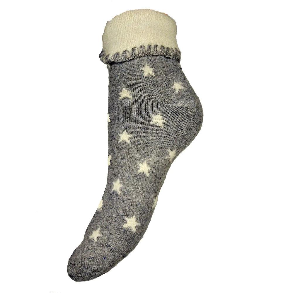 Grey Bed Socks With White Stars