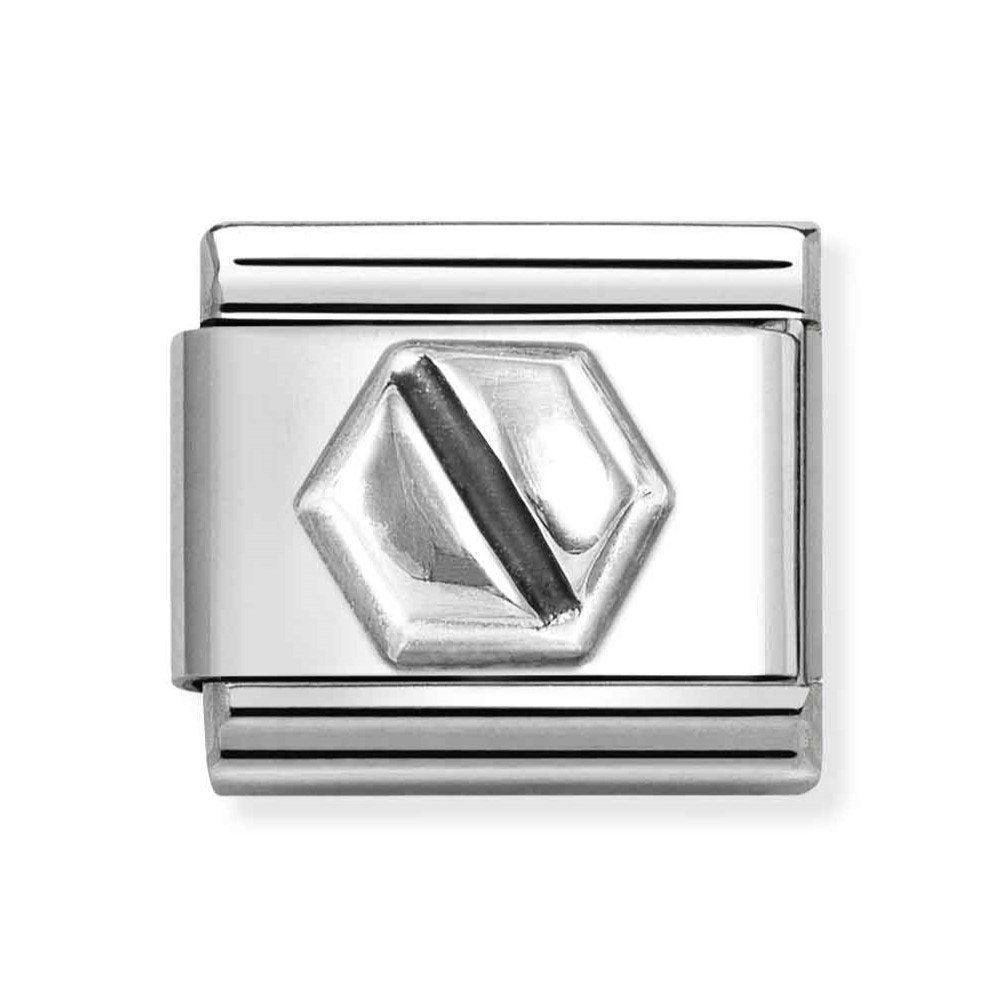 Composable Classic Link With Hexagonal Screw In 925 Oxidized Silver