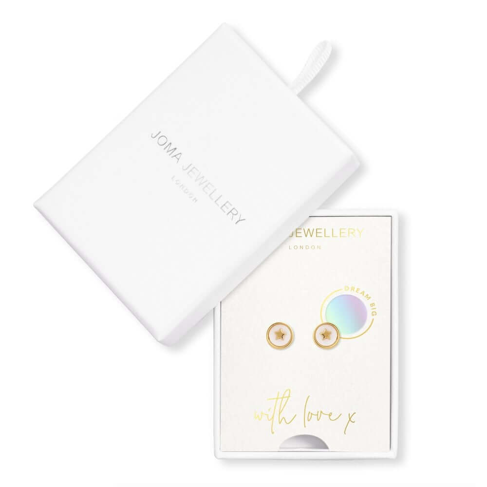 Treasure The Little Things Dream Big Gold Earrings