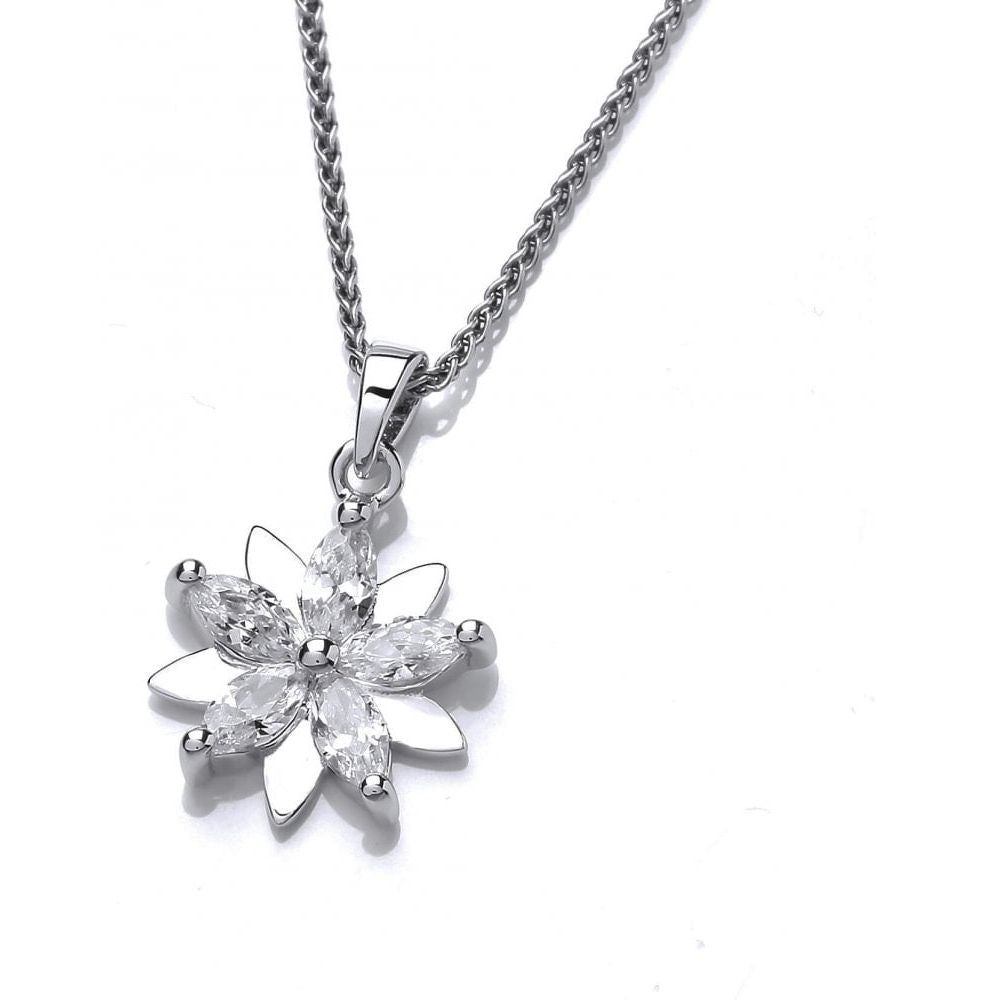 Silver CZ Crysanthemum Pendant